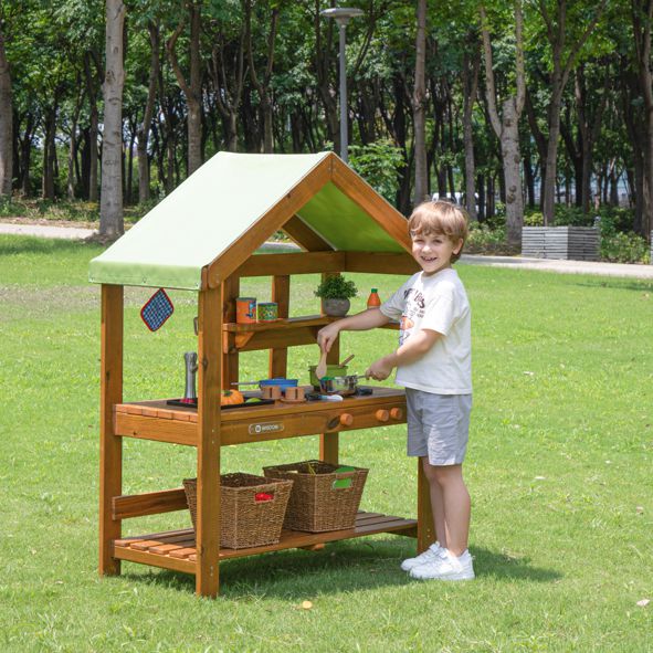 Outdoor Spielküche mit Wasserhahn und Dach